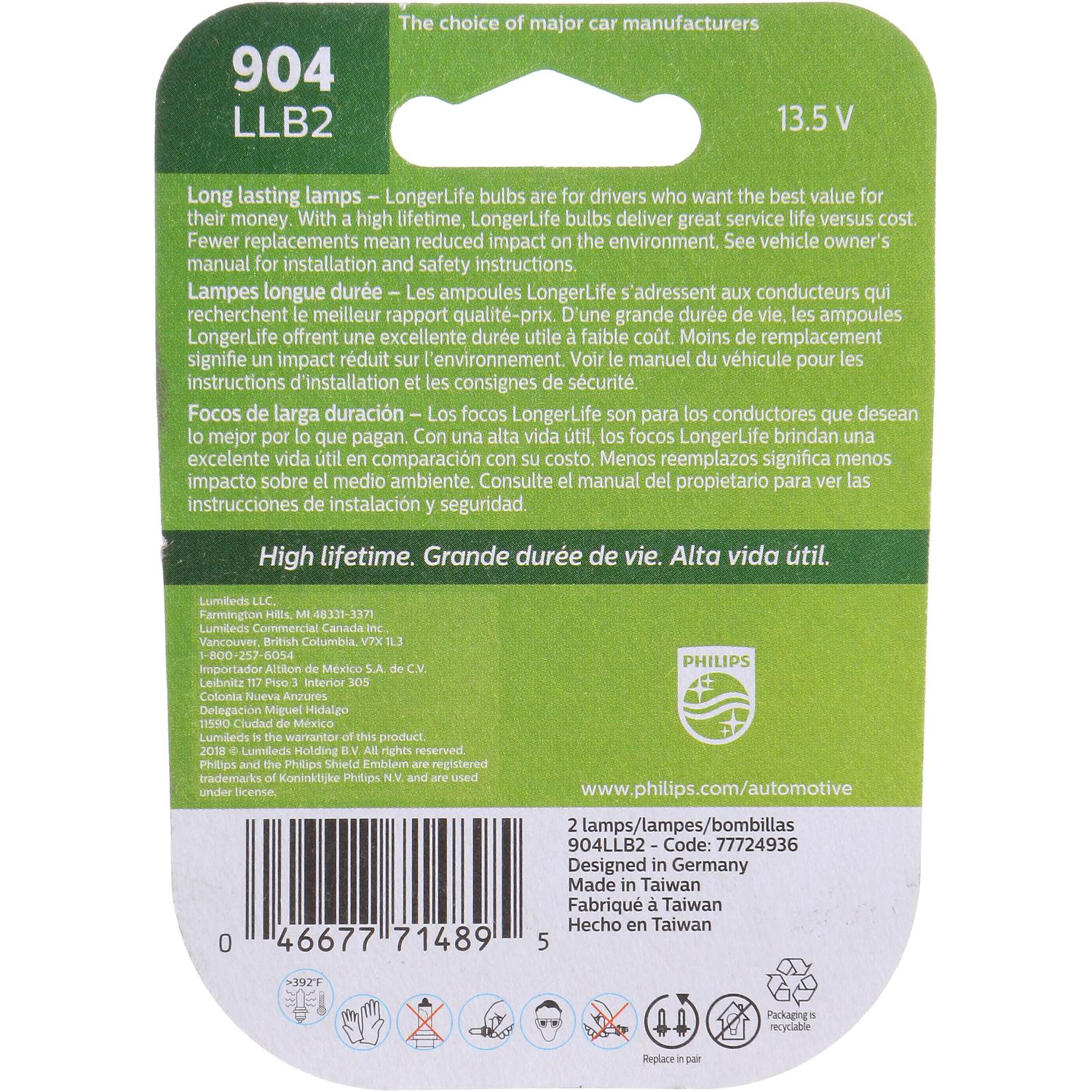 Philips 904LLB2 - Center High Mount Stop Light Bulb Philips 904LLB2 Back Up Light Bulb product image 7 of 11