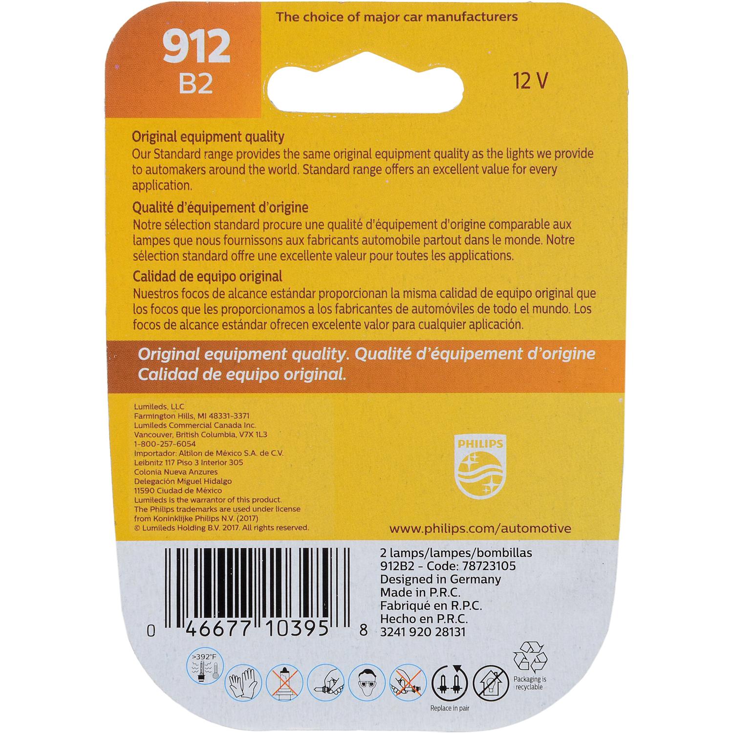 Philips 912B2 - Center High Mount Stop Light Bulb Philips 912B2 Back Up Light Bulb product image 6 of 10