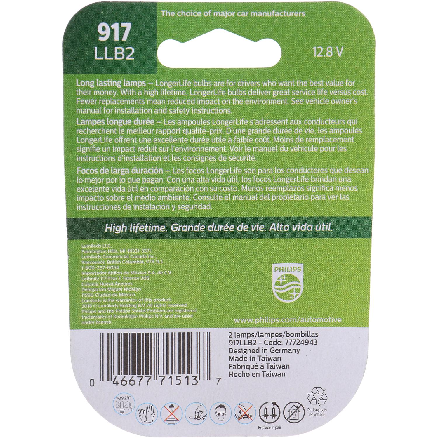 Philips 917LLB2 - Trunk Light Bulb Philips 917LLB2 Back Up Light Bulb product image 6 of 10