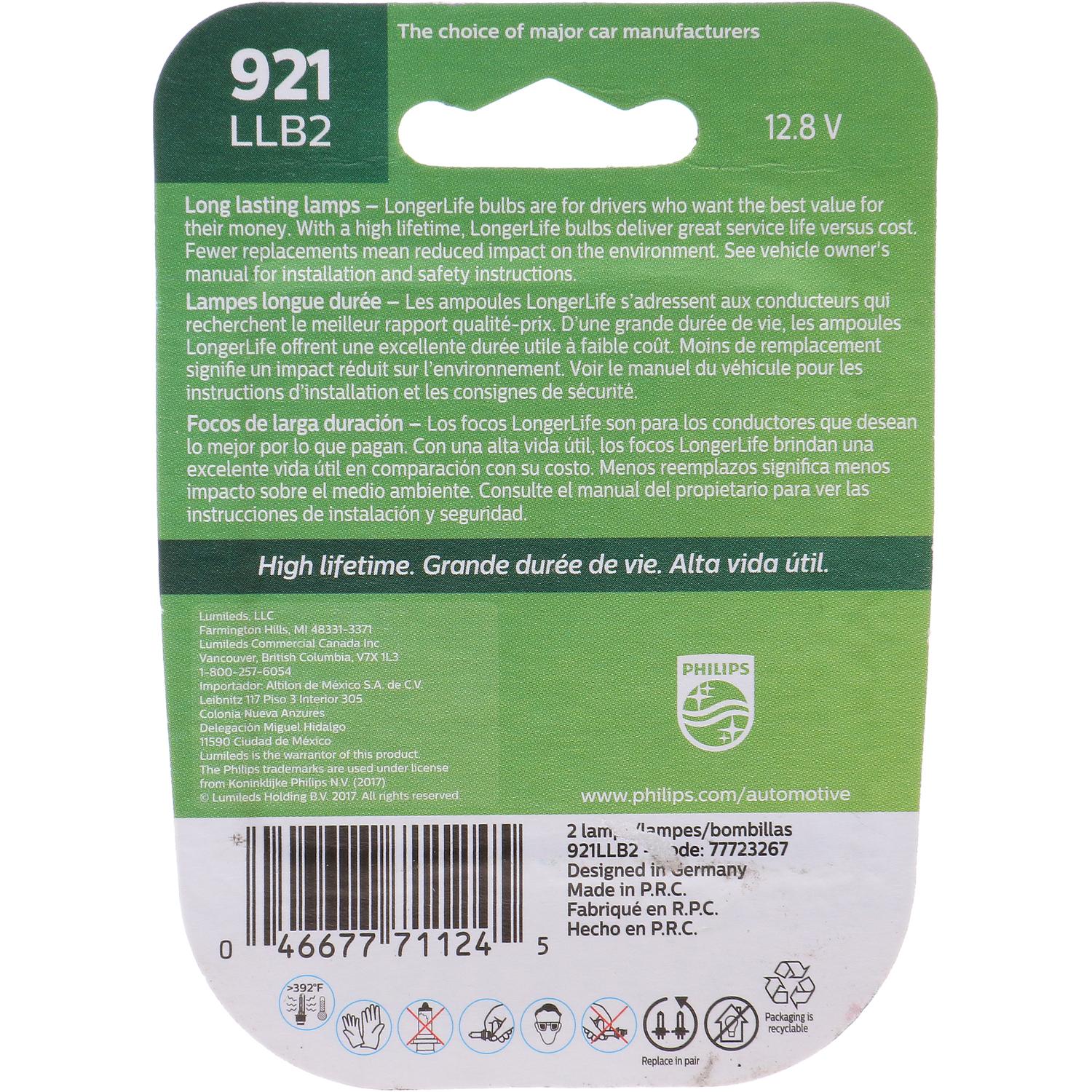 Philips 921LLB2 - Center High Mount Stop Light Bulb Philips 921LLB2 Back Up Light Bulb product image 15 of 30