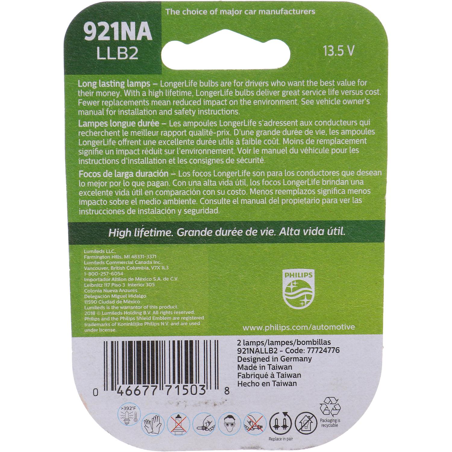 Philips 921NALLB2 - Turn Signal Light Bulb Philips 921NALLB2 Side Mirror Signal Lamp Bulb product image 6 of 10