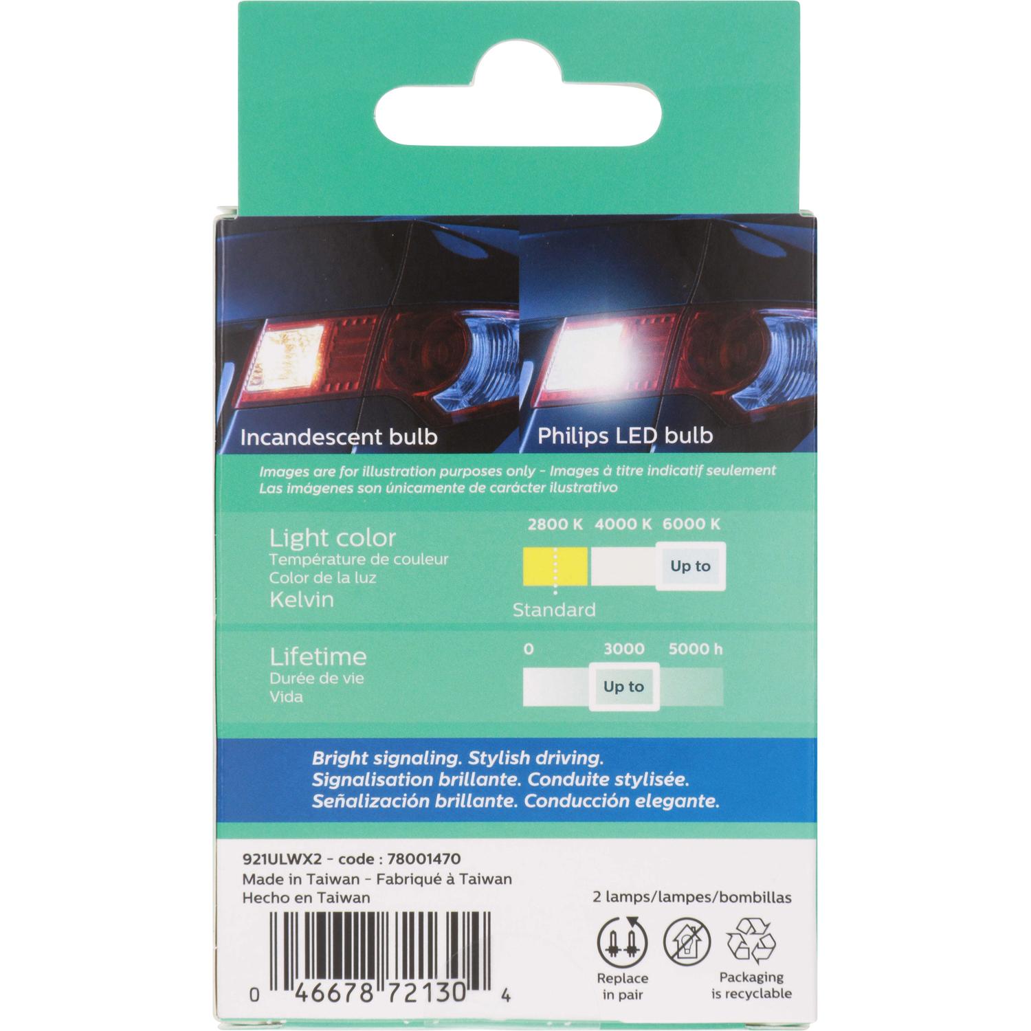 Philips 921WLED - Multi Purpose Light Bulb Philips 921WLED Back Up Light Bulb product image 15 of 27