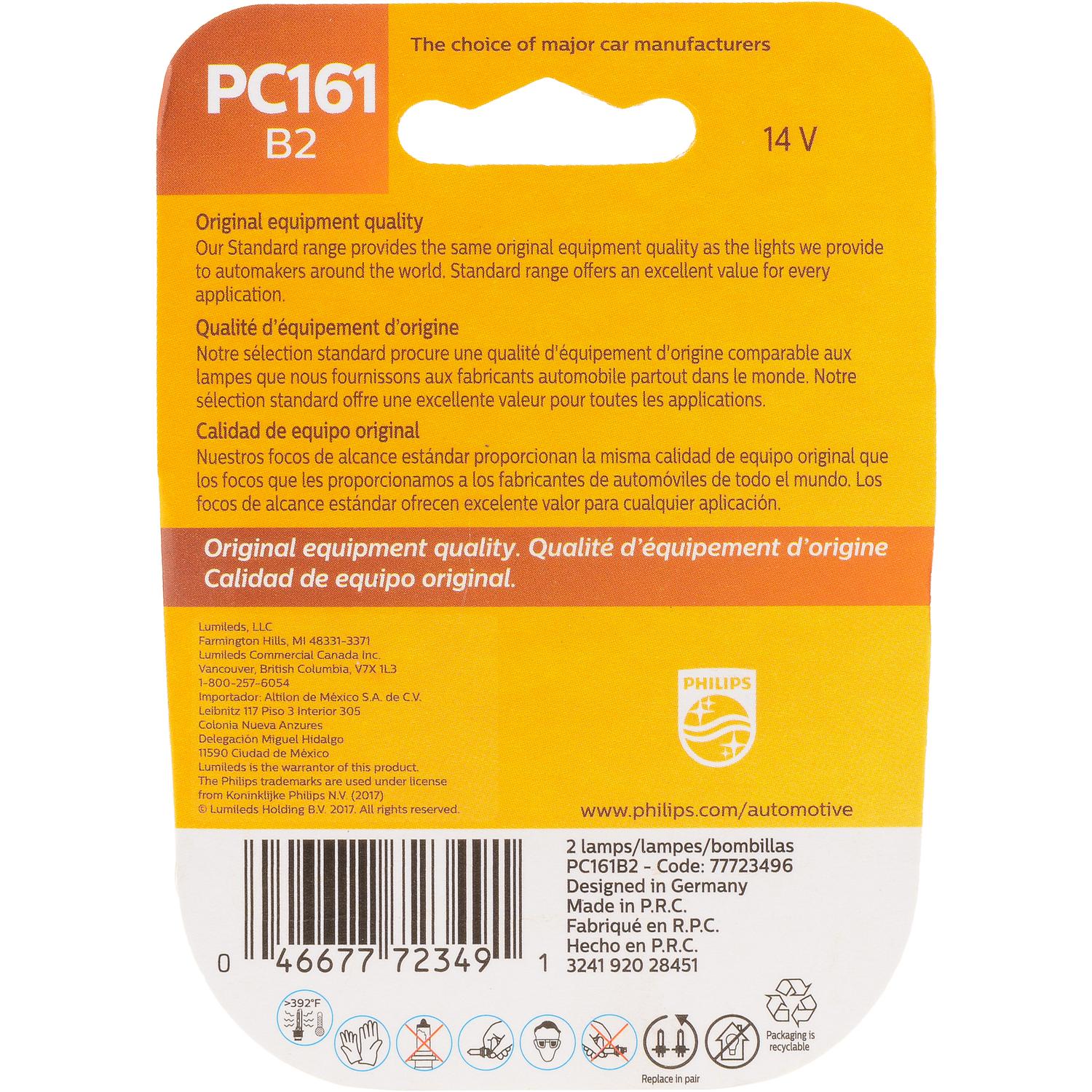Philips PC161B2 - Instrument Panel Light Bulb Philips PC161B2 Auto Trans Indicator Light Bulb product image 6 of 10