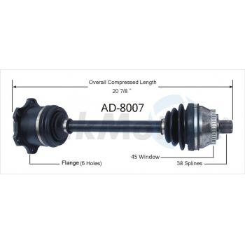 2005 Volkswagen Passat CV Axle Shaft Front Left TrakMotive AD8007 image 1 of 3