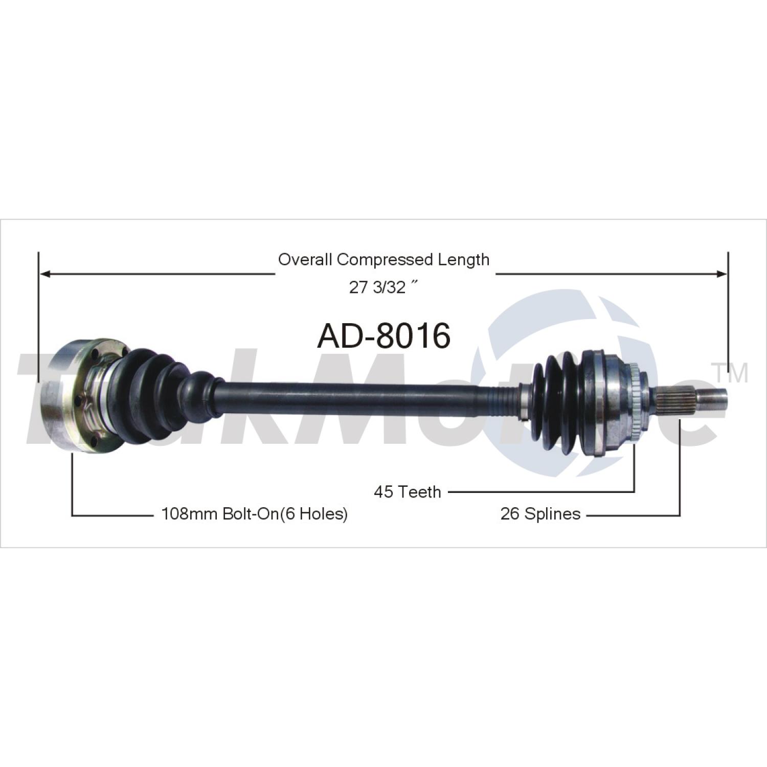 TrakMotive AD8016 - CV Axle Shaft TrakMotive AD8016 CV Axle Shaft product image 1 of 3