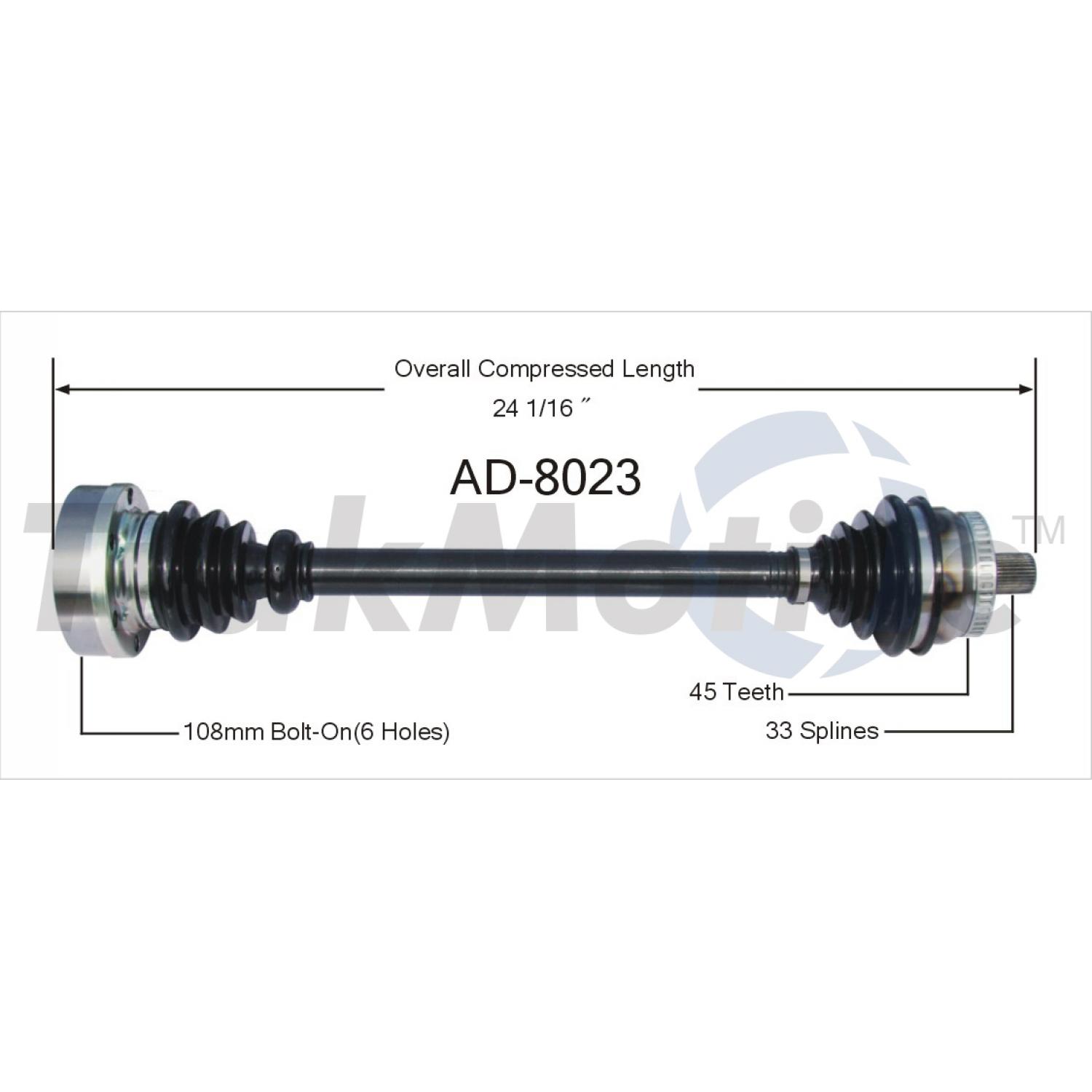 TrakMotive AD8023 - CV Axle Shaft TrakMotive AD8023 CV Axle Shaft product image 1 of 3