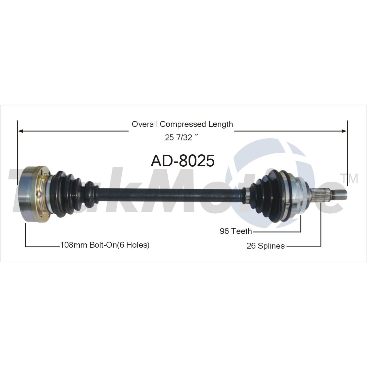 TrakMotive AD8025 - CV Axle Shaft TrakMotive AD8025 CV Axle Shaft product image 1 of 3