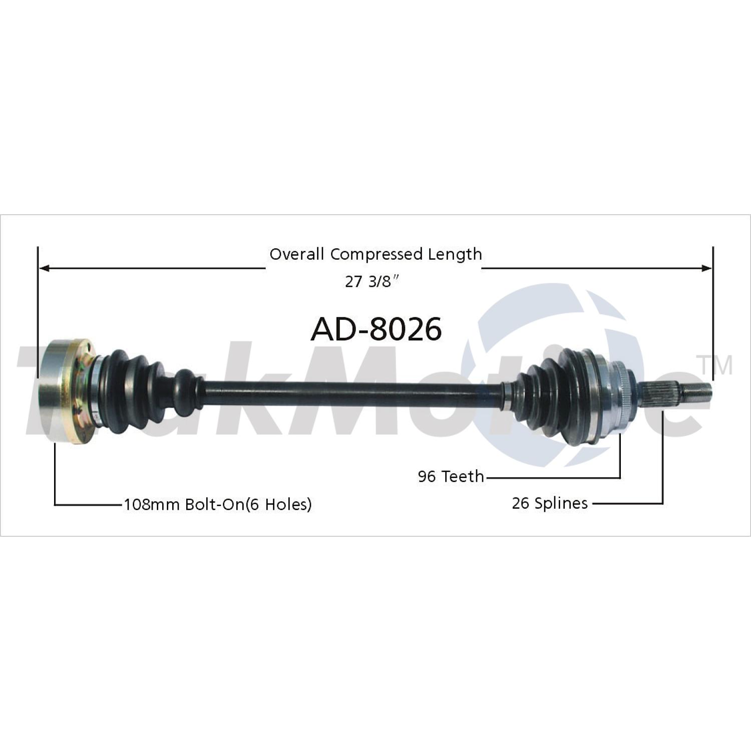 TrakMotive AD8026 - CV Axle Shaft TrakMotive AD8026 CV Axle Shaft product image 1 of 3