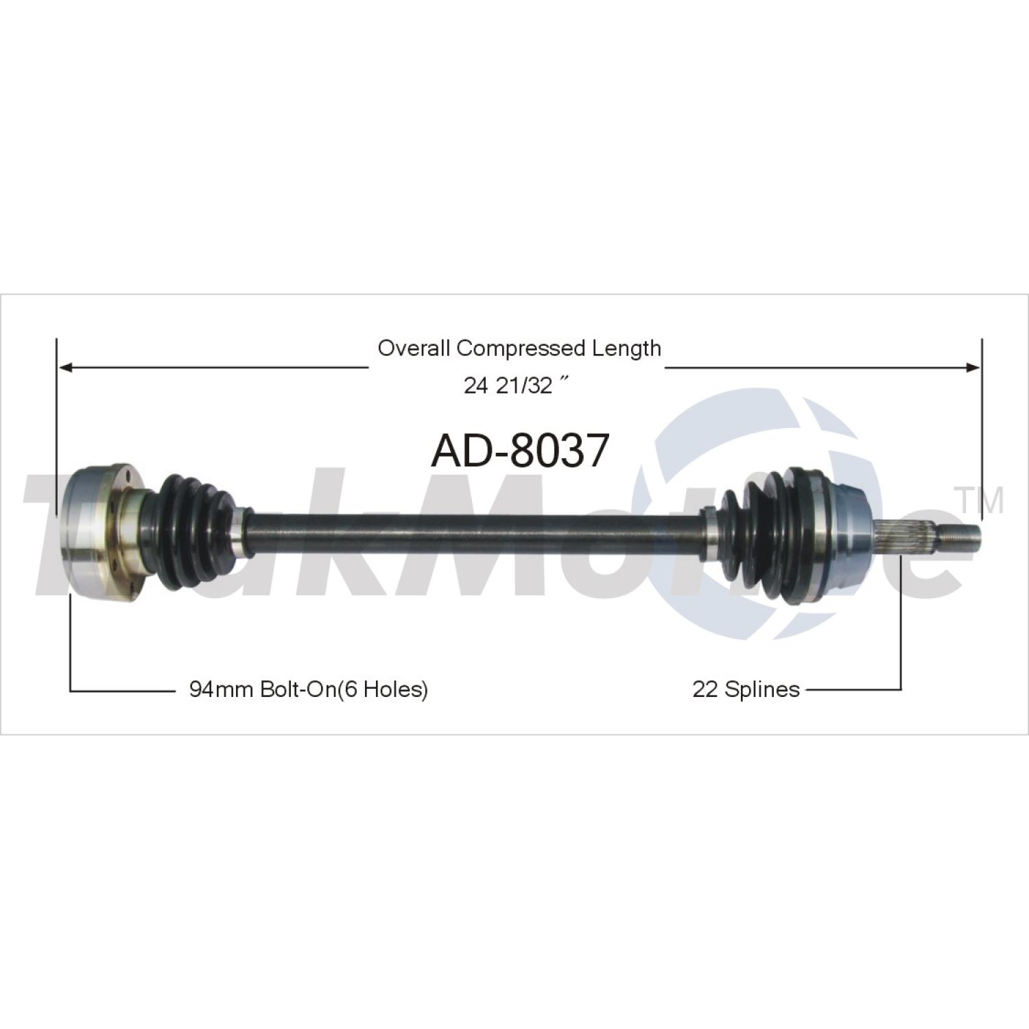 TrakMotive AD8037 - CV Axle Shaft TrakMotive AD8037 CV Axle Shaft product image 1 of 3