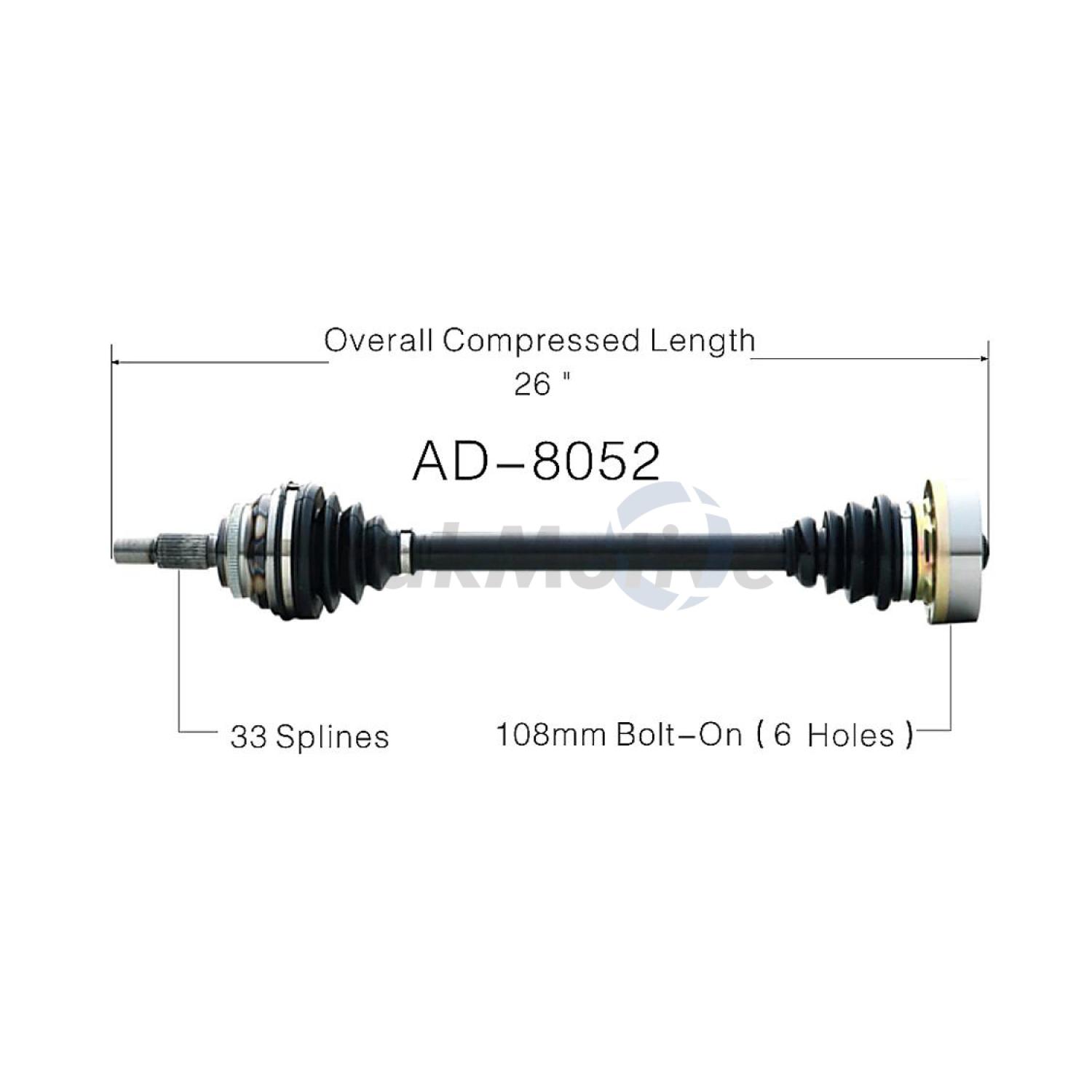 TrakMotive AD8052 - CV Axle Shaft TrakMotive AD8052 CV Axle Shaft product image 1 of 3