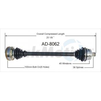 2001 Audi A4 Quattro CV Axle Shaft Front Right TrakMotive AD8062 image 1 of 3