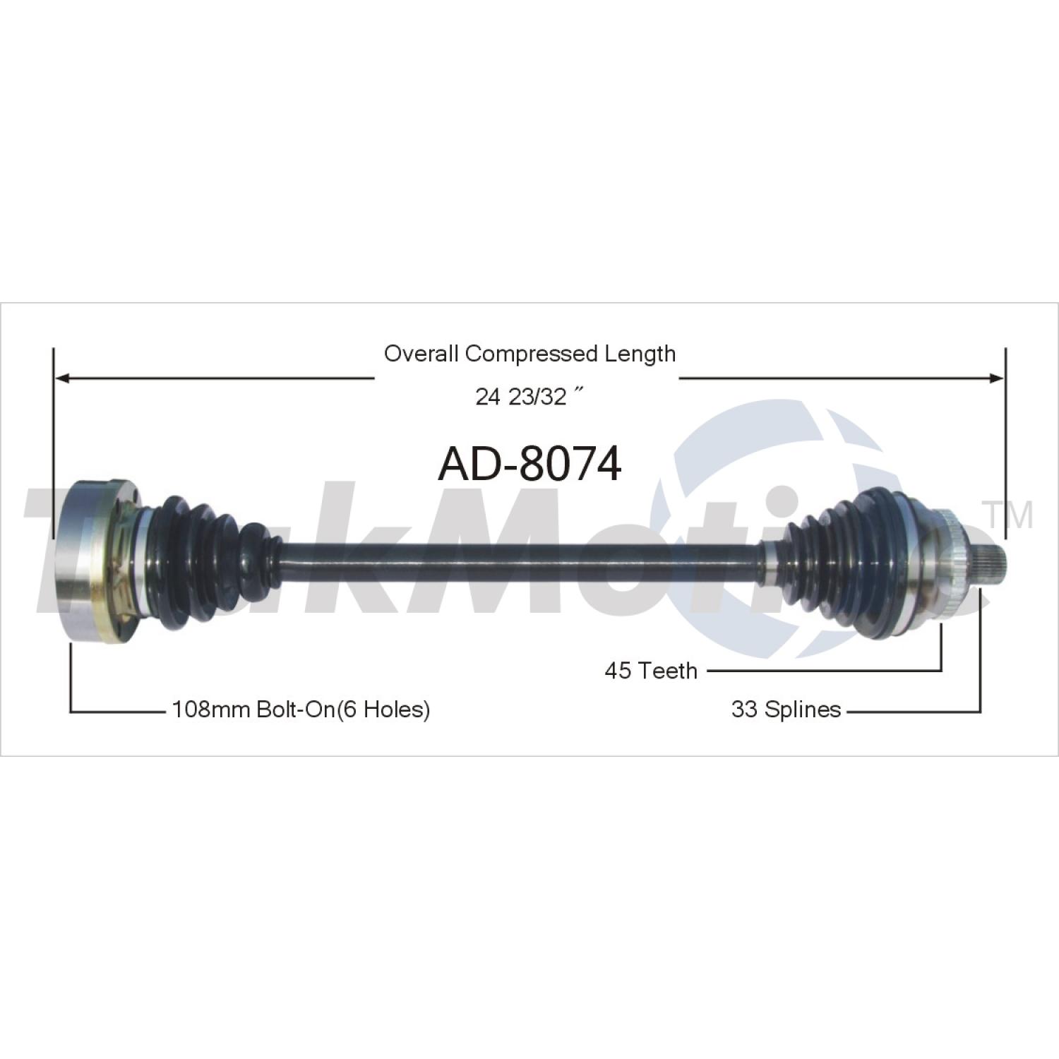 TrakMotive AD8074 - CV Axle Shaft TrakMotive AD8074 CV Axle Shaft product image 1 of 3