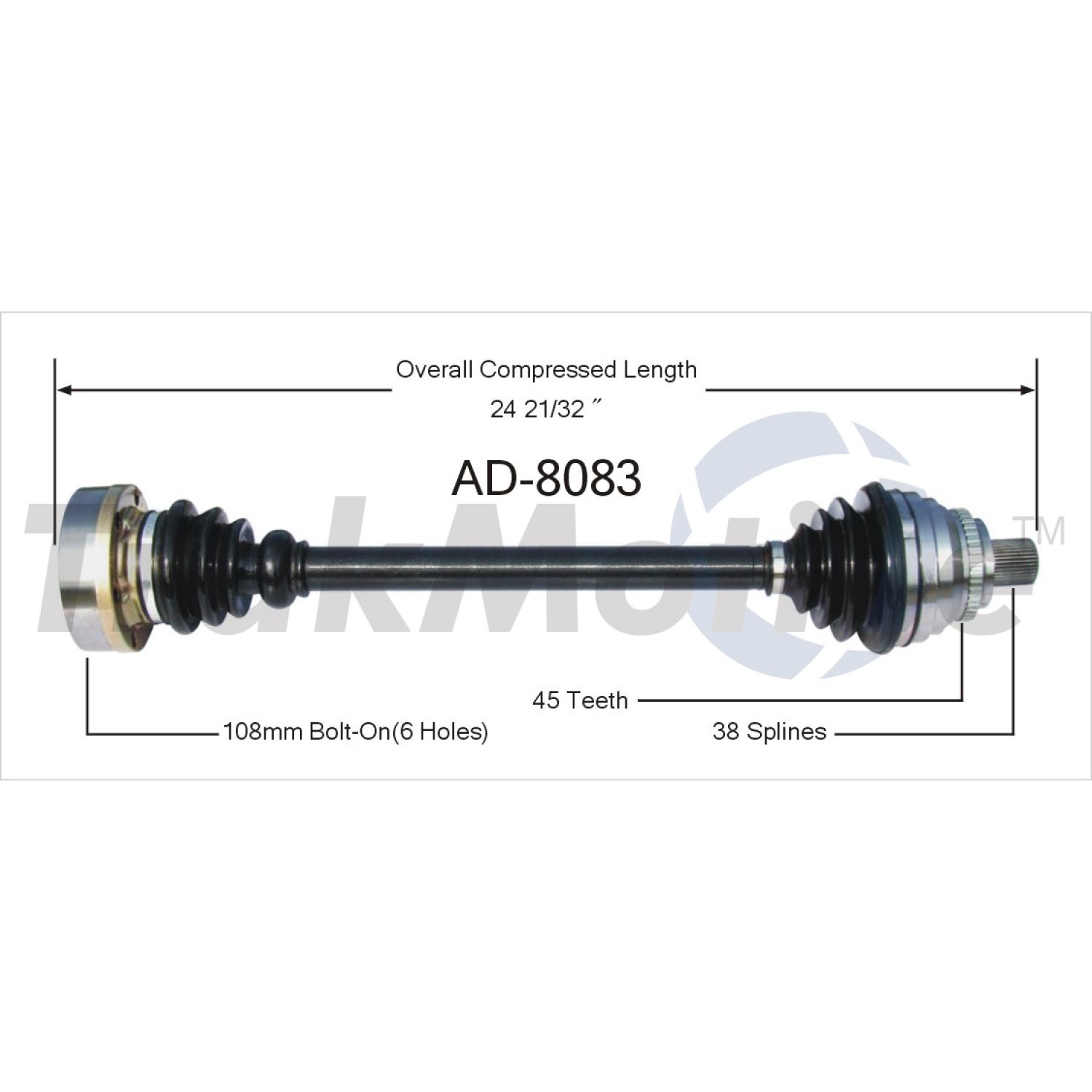 TrakMotive AD8083 - CV Axle Shaft TrakMotive AD8083 CV Axle Shaft product image 1 of 3