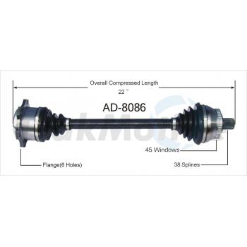 1999 Audi A8 CV Axle Shaft Front Left TrakMotive AD8086 image 1 of 3