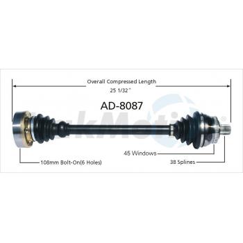 2004 Audi A6 Quattro CV Axle Shaft Front Left TrakMotive AD8087 image 1 of 3