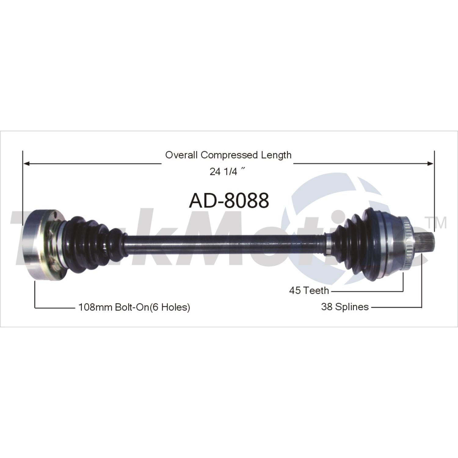 TrakMotive AD8088 - CV Axle Shaft TrakMotive AD8088 CV Axle Shaft product image 1 of 3