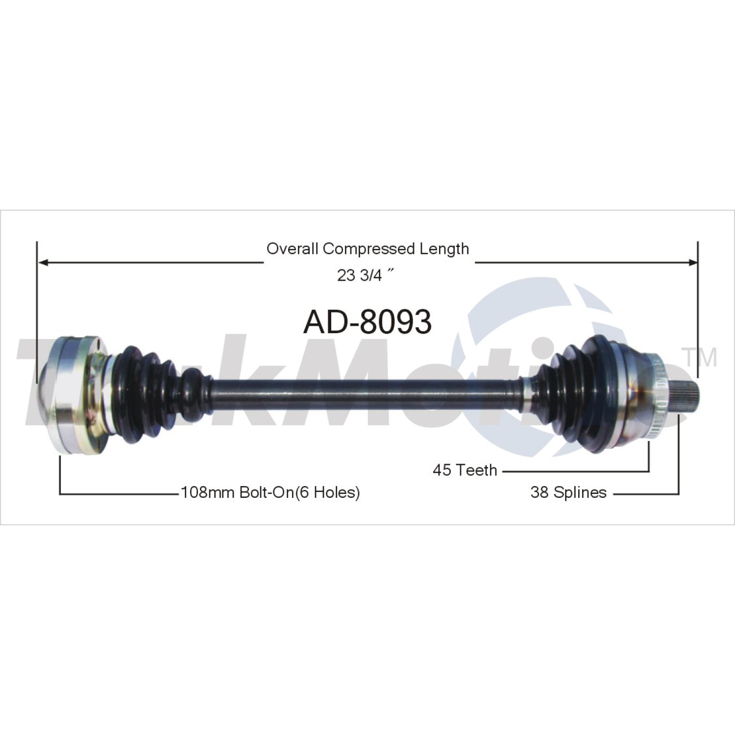 TrakMotive AD8093 - CV Axle Shaft TrakMotive AD8093 CV Axle Shaft product image 1 of 3