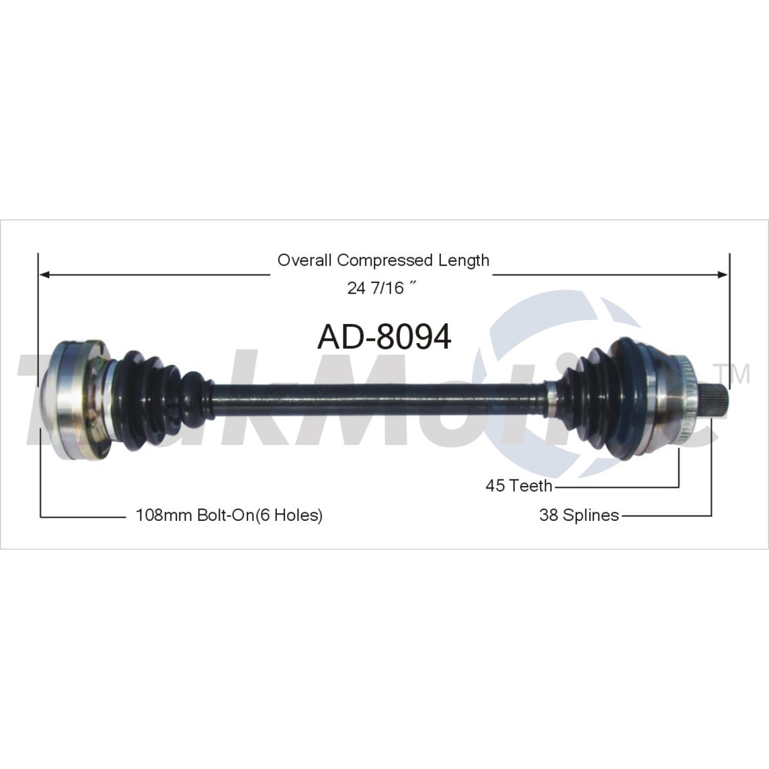 TrakMotive AD8094 CV Axle Shaft product image 1 of 3