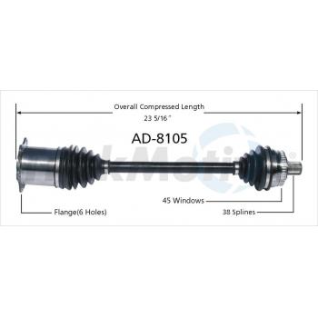 2005 Audi A4 Quattro CV Axle Shaft Front Left TrakMotive AD8105 image 1 of 3