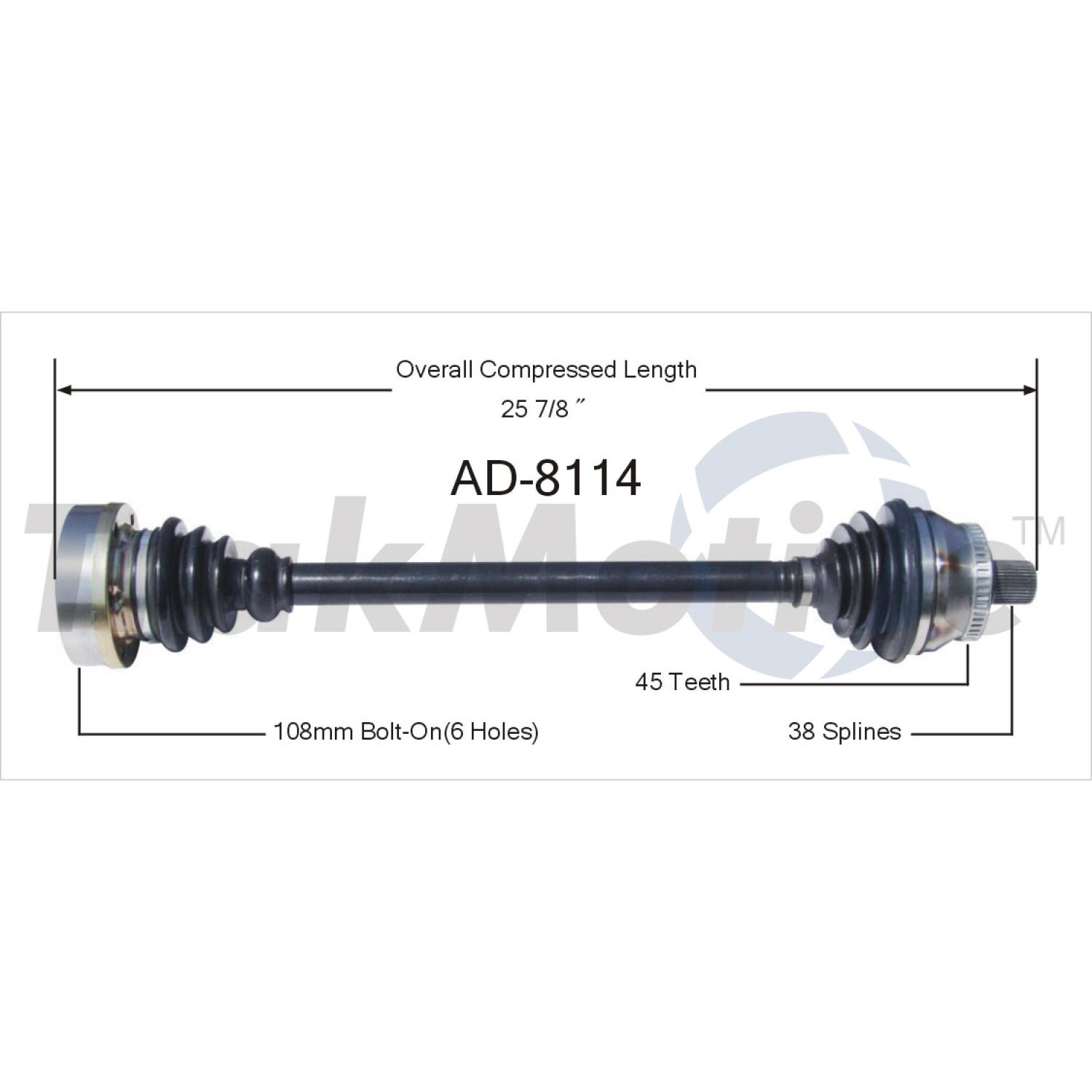 TrakMotive AD8114 - CV Axle Shaft TrakMotive AD8114 CV Axle Shaft product image 1 of 3