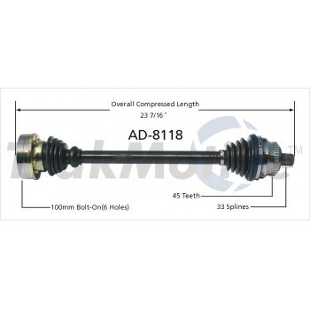 2001 Audi A4 Quattro CV Axle Shaft Rear Left TrakMotive AD8118 image 1 of 3