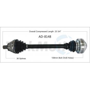 2009 Audi A3 Quattro CV Axle Shaft