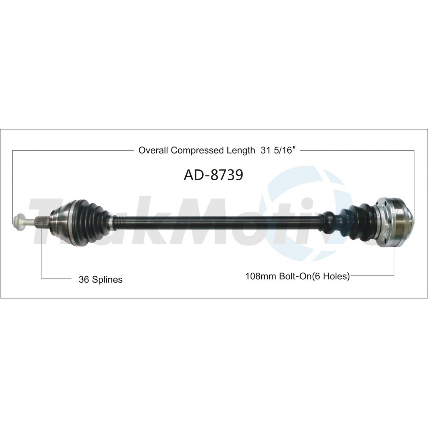 TrakMotive AD8739 - CV Axle Shaft TrakMotive AD8739 CV Axle Shaft product image 1 of 3