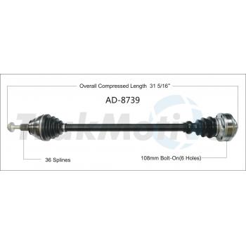 2015 Volkswagen Golf CV Axle Shaft Front Right TrakMotive AD8739 image 1 of 3