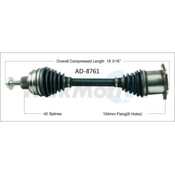 2009 Audi A4 Quattro CV Axle Shaft Front Left TrakMotive AD8761 image 1 of 3