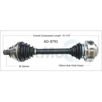 2016 Audi A3 CV Axle Shaft Front Left TrakMotive AD8791 image 1 of 3