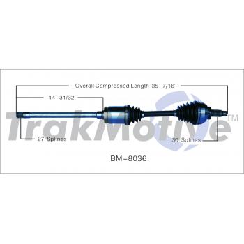2005 BMW 330xi CV Axle Shaft Front Right TrakMotive BM8036 image 1 of 3