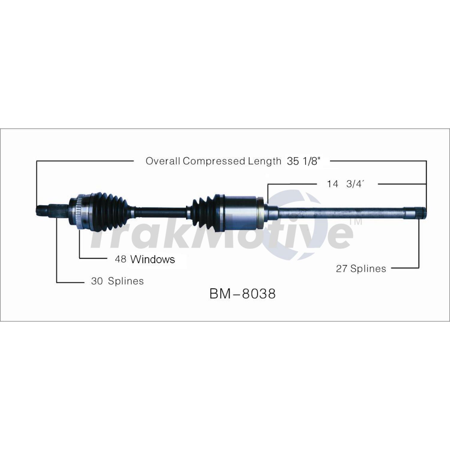 TrakMotive BM8038 CV Axle Shaft product image 1 of 3