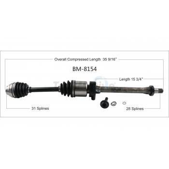 2018 BMW X2 CV Axle Shaft Front Right TrakMotive BM8154 image 1 of 3