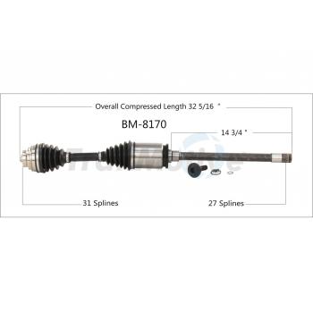 2015 BMW X1 CV Axle Shaft Front Right TrakMotive BM8170 image 1 of 3
