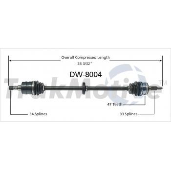 2001 Daewoo Leganza CV Axle Shaft Front Right TrakMotive DW8004 image 1 of 3