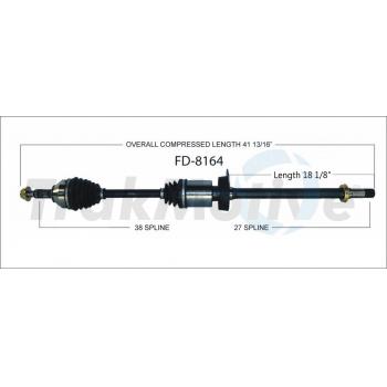 2017 Ford Taurus CV Axle Shaft Front Right TrakMotive FD8164 image 1 of 3