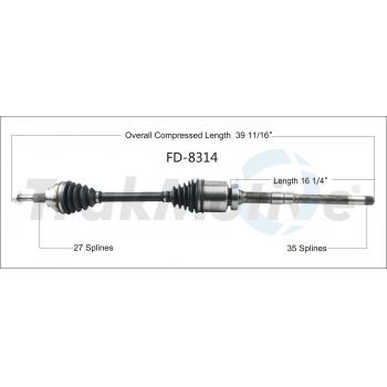 2015 Ford Edge CV Axle Shaft Front Right TrakMotive FD8314 image 1 of 3
