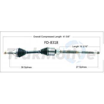 2017 Ford Taurus CV Axle Shaft Front Right TrakMotive FD8318 image 1 of 3