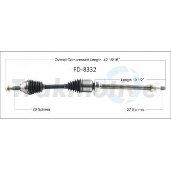 2017 Ford Explorer CV Axle Shaft Front Right TrakMotive FD8332 image 1 of 3