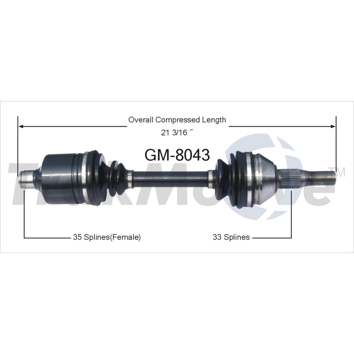 TrakMotive GM8043 - CV Axle Shaft TrakMotive GM8043 CV Axle Shaft product image 1 of 3