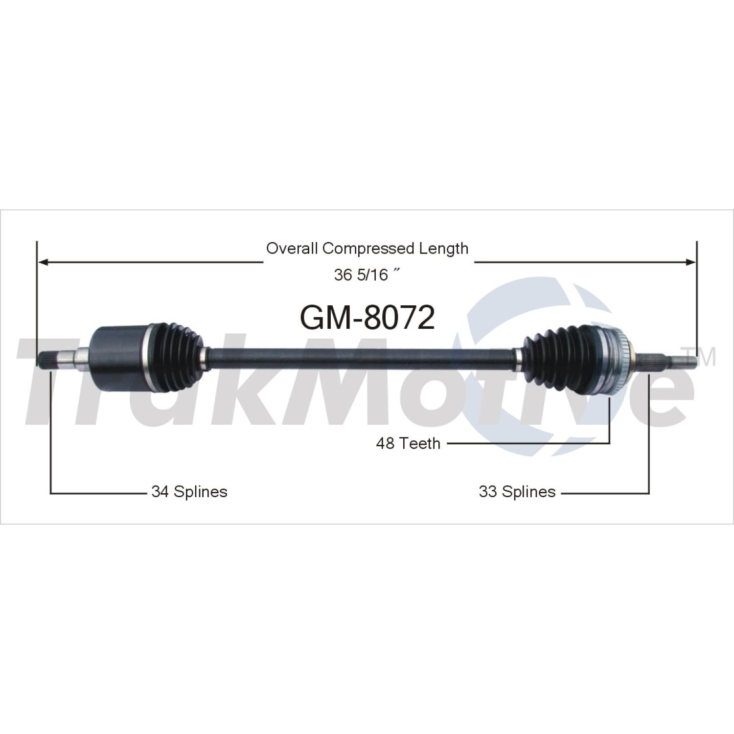 TrakMotive GM8072 - CV Axle Shaft TrakMotive GM8072 CV Axle Shaft product image 1 of 3