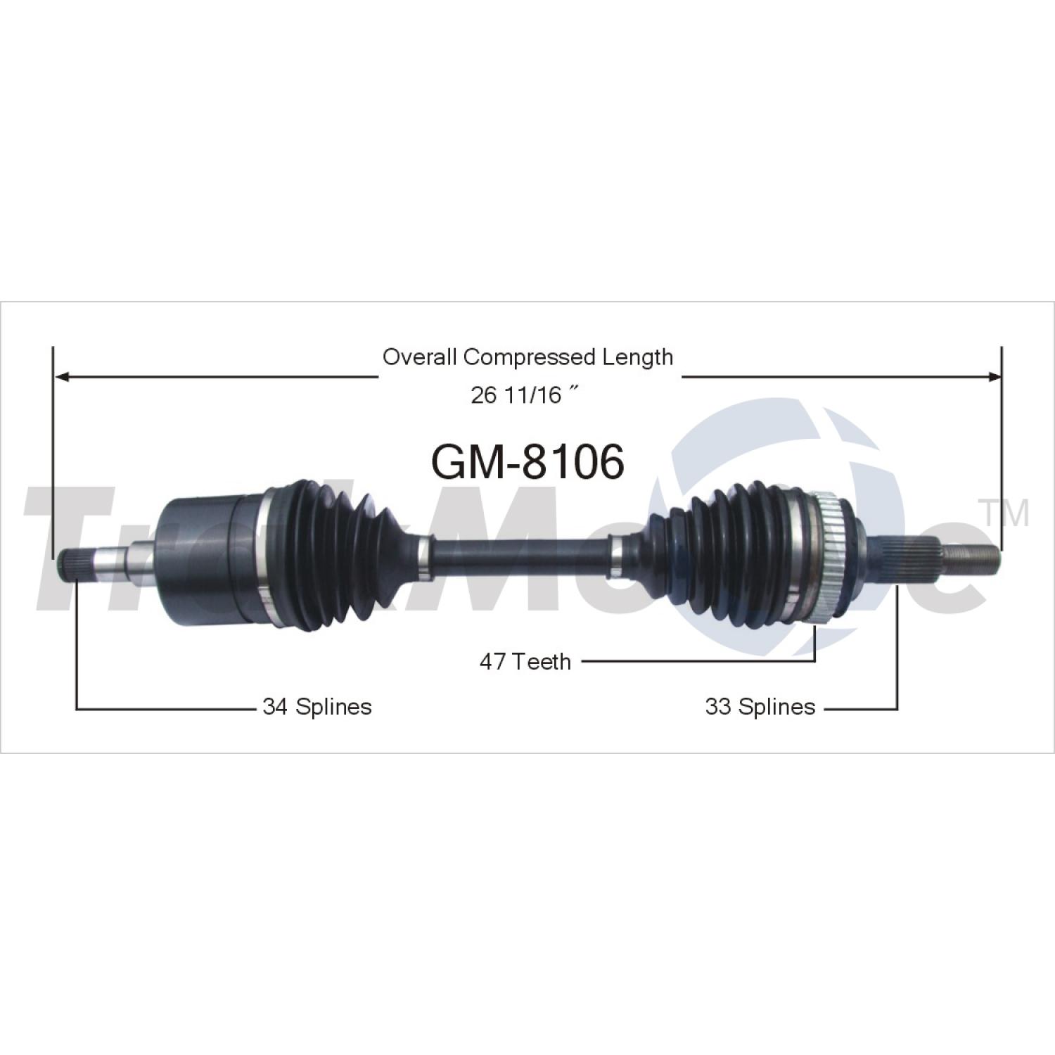 TrakMotive GM8106 - CV Axle Shaft TrakMotive GM8106 CV Axle Shaft product image 1 of 3