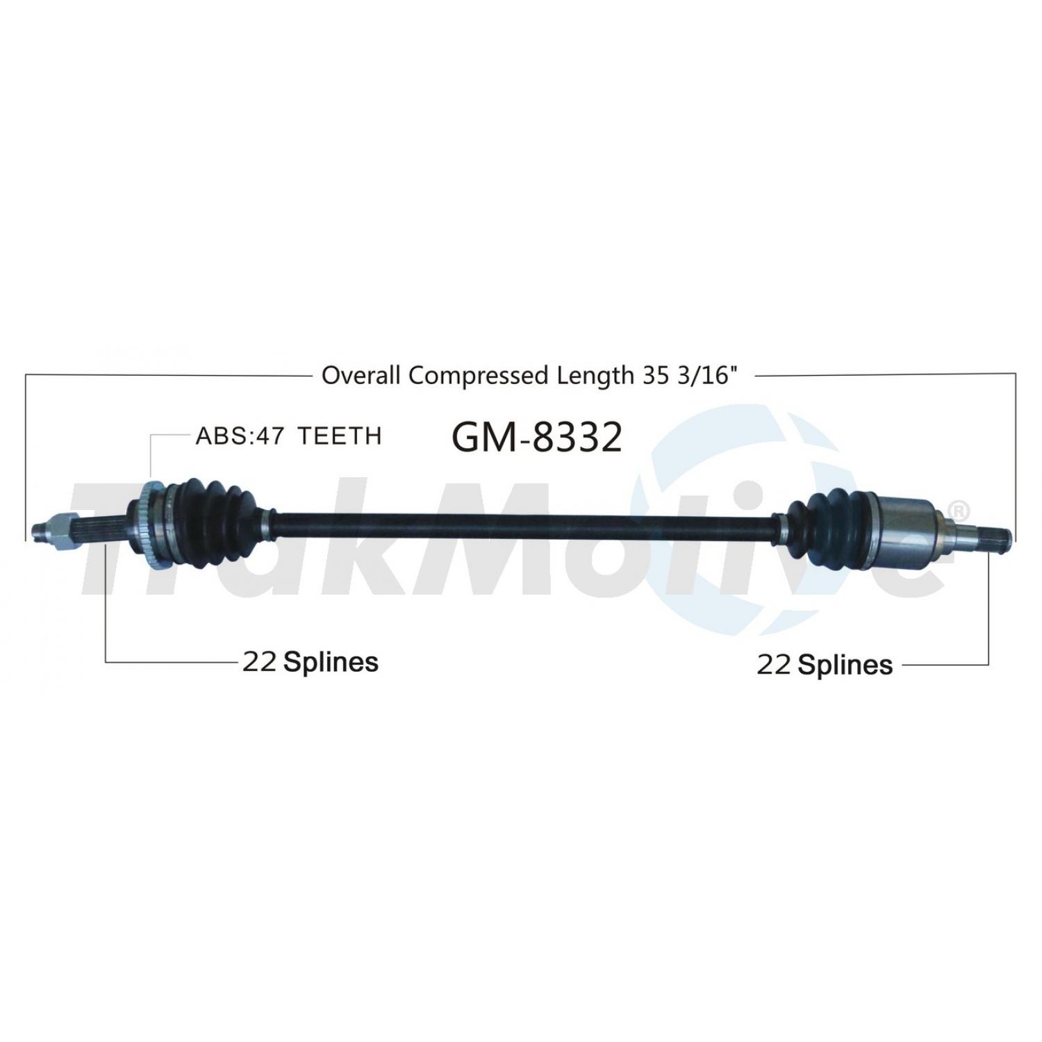 TrakMotive GM8332 - CV Axle Shaft TrakMotive GM8332 CV Axle Shaft product image 1 of 3