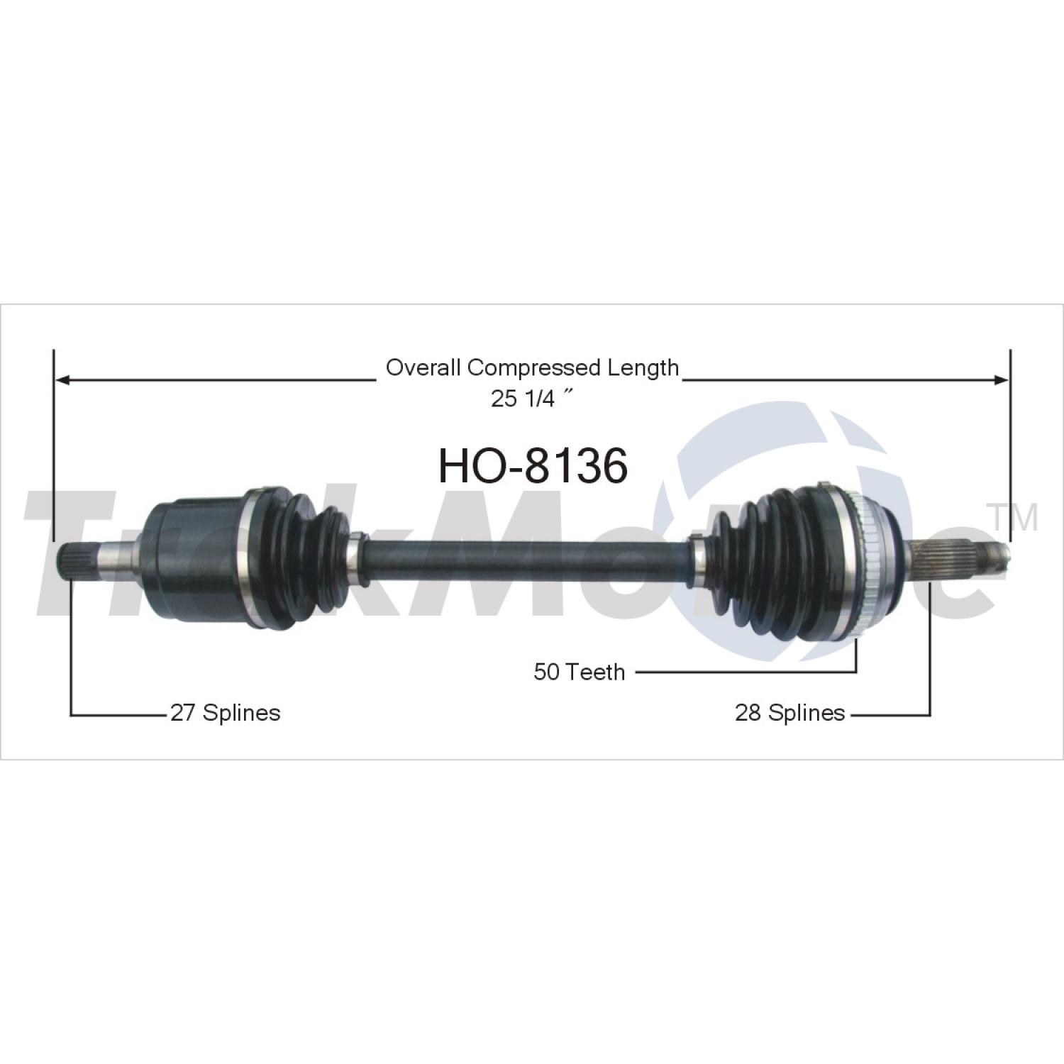 TrakMotive HO8136 CV Axle Shaft product image 1 of 3