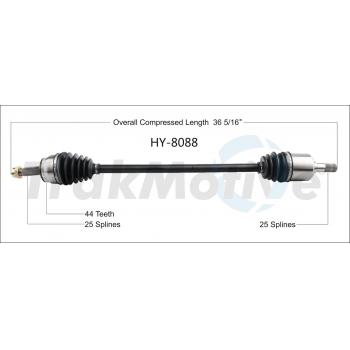 2001 Hyundai Tiburon CV Axle Shaft Front Right TrakMotive HY8088 image 1 of 3