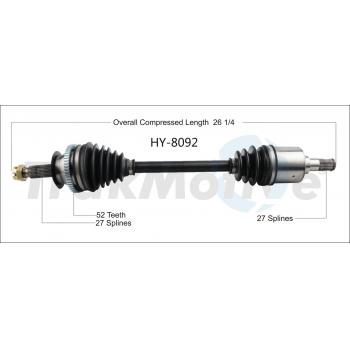 2006 Hyundai Santa Fe CV Axle Shaft Front Left TrakMotive HY8092 image 1 of 3