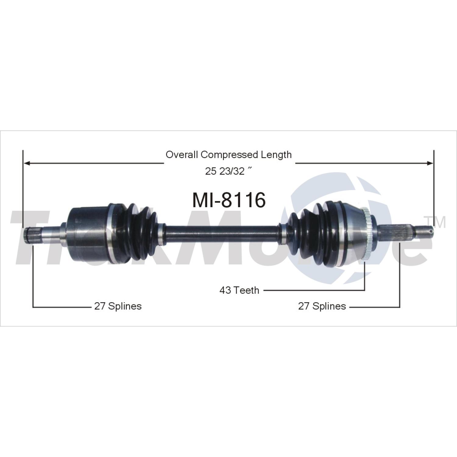 TrakMotive MI8116 - CV Axle Shaft TrakMotive MI8116 CV Axle Shaft product image 1 of 3