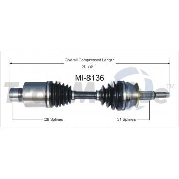 2000 Dodge Durango CV Axle Shaft Front Left TrakMotive MI8136 image 1 of 3