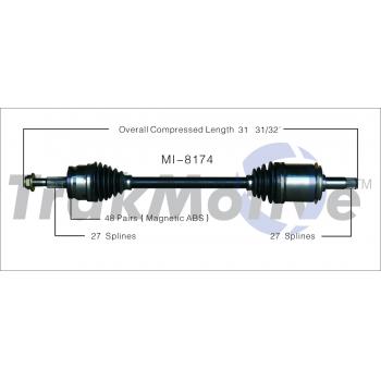 2008 Dodge Magnum CV Axle Shaft Rear Right TrakMotive MI8174 image 1 of 3
