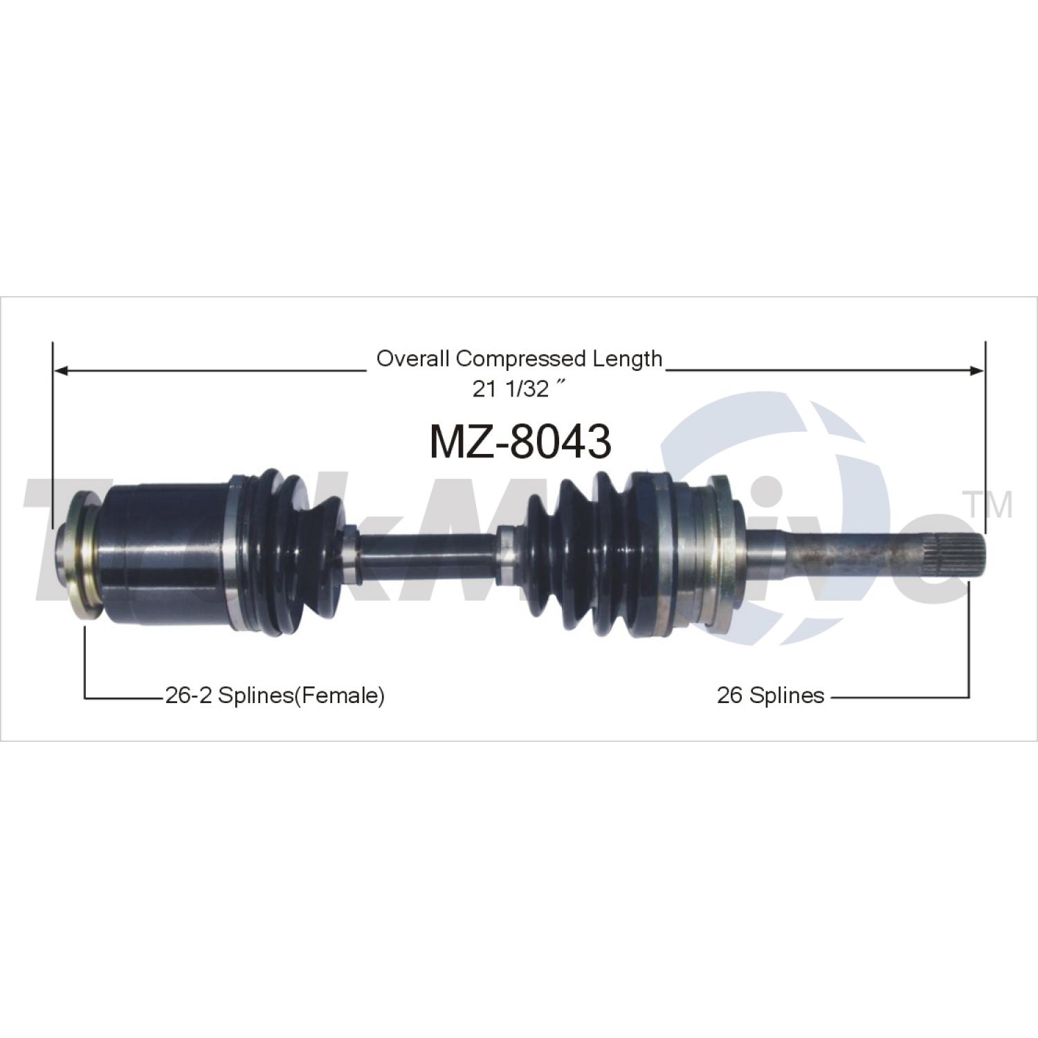 TrakMotive MZ8043 - CV Axle Shaft TrakMotive MZ8043 CV Axle Shaft product image 1 of 3